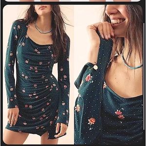 🆕 FREE PEOPLE Celia Floral Square Neck Long Sleeve Dress